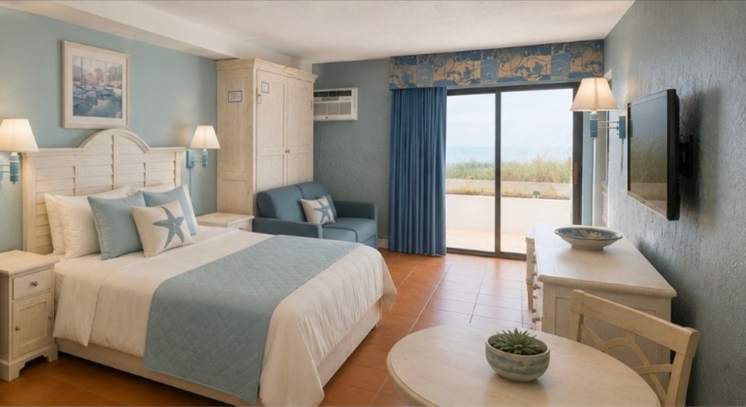 Coastal Retreat bedroom with ocean view